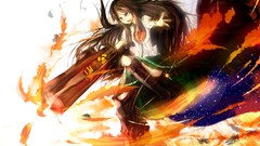 Weapons wings bows long hair anime girls brunettes reiuji 