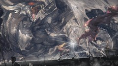 Weapons wings Dragons Anime dress red eyes Swords anime girls 