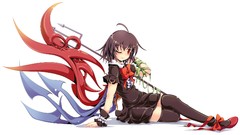 Weapons wings dress red eyes anime girls wink touhou houjuu nue