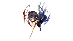 Weapons wings dress trident white background red eyes anime 