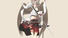 Weapons wings hats navel red eyes Ribbons Swords skirts short 