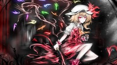 Weapons wings hats Vampires red eyes red dress blondes spears 