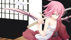 Weapons wings Katana glasses kimono pink hair anime girls 