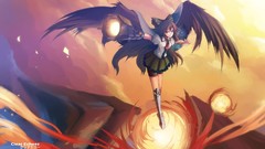 Weapons wings long hair brunettes reiuji utsuho touhou cannons