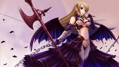 Weapons wings navel blondes long hair blue eyes braids