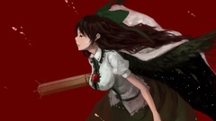 Weapons wings red eyes long hair anime girls brunettes short 