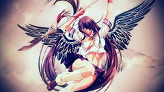 Weapons wings socks navel gloves schoolgirls spears skirts long 