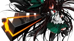 Weapons wings white background bows skirts long hair anime 