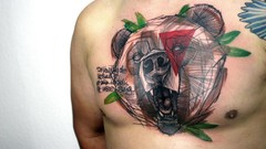 Web Bears chest tattoos multicolor artwork