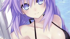 Wet anime girls blue eyes braids purple hair purple eyes video 