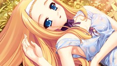 Wet blondes blush anime girls blue eyes kurosaki game cg no bra