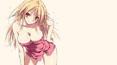 Wet blondes blush smiling long hair anime girls brown eyes 