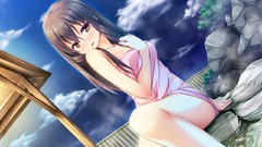 Wet blush long hair brown eyes black hair game cg ko