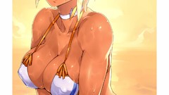 Wet happy blondes smiling anime girls bra bikini boobs