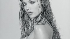 Wet monochrome kate moss greyscale holding boobs