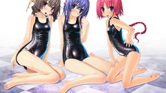 Wet Ribbons sitting legs blush blue hair pink hair long hair 