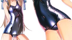 Wet Ribbons twintails Simple Background bodysuits school 