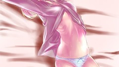 Wet shirts anime girls blue eyes panties