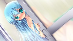 Wet steam blush blue hair long hair hatsune miku vocaloid 