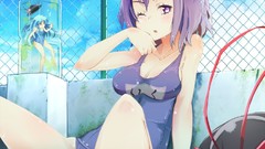 Wet touhou nagae iku purple hair hinanawi tenshi purple eyes 