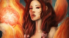 Whiskers tails kyuubi League of Legends ahri fantasy art