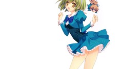 White Anime anime girls brunettes yellow eyes green hair 