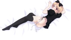 White Anime blondes anime girls brown eyes ecchi underwear 