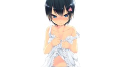 White Anime blush anime girls blue eyes black hair ecchi 