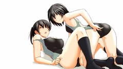 White Anime blush anime girls brown eyes short hair black hair 