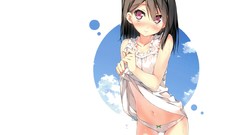 White Anime blush anime girls lingerie black hair ecchi 