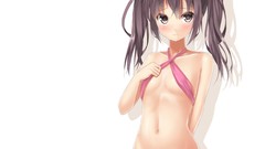 White Anime blush anime girls lingerie brown eyes brunettes 