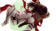 White Anime blush anime girls mikasa ackerman shingeki no 