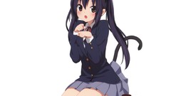 White Anime blush k - on seifuku black hair nakano azusa animal 