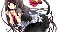 White Anime blush long hair anime girls brown eyes black hair 