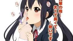 White Anime blush long hair brown eyes k - on black hair nakano 