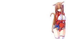 White Anime brown white background red eyes blush long hair 