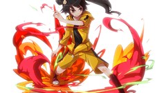 White anime girls bakemonogatari black hair araragi karen 