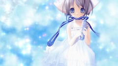 White anime girls blue eyes