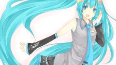 White anime girls blue eyes hatsune miku vocaloid twintails 
