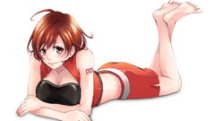 White anime girls brown eyes short hair vocaloid meiko underwear