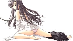 White anime girls brunettes bondage underwear panties no bra