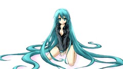 White anime girls hatsune miku vocaloid cleavage