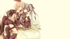 White anime girls hatsune miku vocaloid kagamine rin twintails