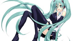 White anime girls hatsune miku vocaloid pixiv Simple Background 