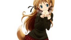 White anime girls kanon animal ears sawatari makoto tails 
