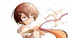 White Anime glasses clocks anime girls brunettes meganekko