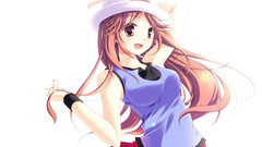 White Anime leaf Pokemon anime girls brown eyes Simple 