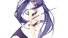 White Anime long hair scythe purple hair makoto bikini twintails