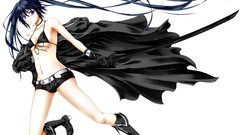 White Anime scars Shorts blue eyes black rock shooter black 