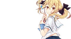 White Anime white background blondes blush anime girls school 